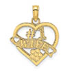 #1 wife heart pendant 14k gold