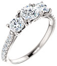 1 1/3 Carat French-Set 3-Stone Diamond Engagement Ring