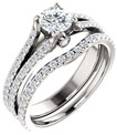 1 1/3 Carat French-Set Dual Diamond Bridal Engagement Wedding Ring Set