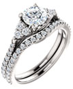 1 1/4 Carat French-Set Diamond Bridal Wedding Engagement Ring Set