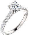 1.15 Carat French-Set Diamond Engagement Ring, 14K White Gold