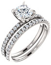 1.17 Carat French-Set Diamond Bridal Engagement Ring Set