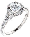 1.21 Carat French-Set Halo Diamond Engagement Ring