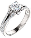 1.28 Carat French-Set Dual Band Diamond Engagement Ring