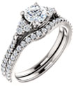 1 Carat French-Set Diamond Bridal Engagement Ring Set