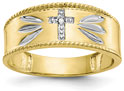 10K Gold Men's Diamond Accent Cross Wedding Band Ring