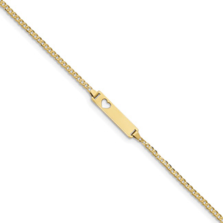 14K Gold Baby ID Bracelet with Cut-Out Heart