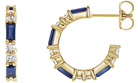 14K Gold Blue Sapphire Baguette and Diamond Earrings