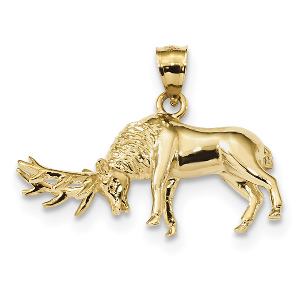 14k gold elk pendant