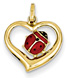 14K Gold Heart Pendant with Ladybug