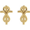 14K Gold Infinity Cross Stud Earrings 2