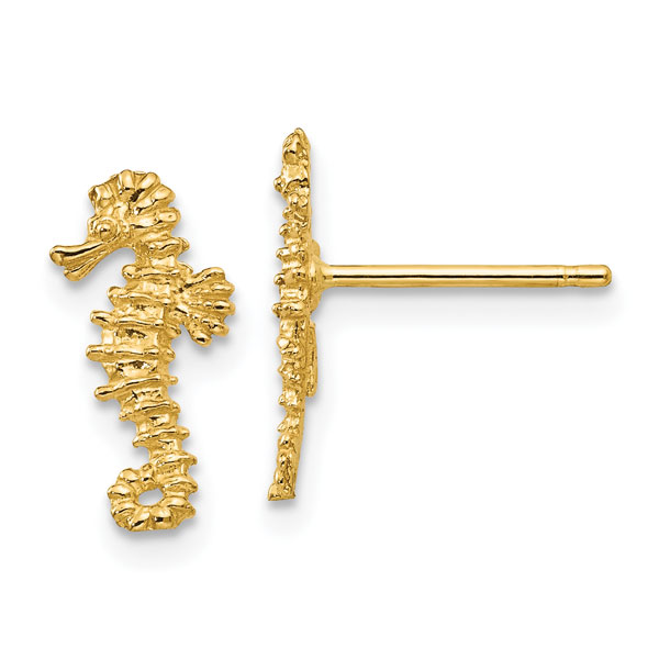 14K Gold Seahorse Stud Earrings