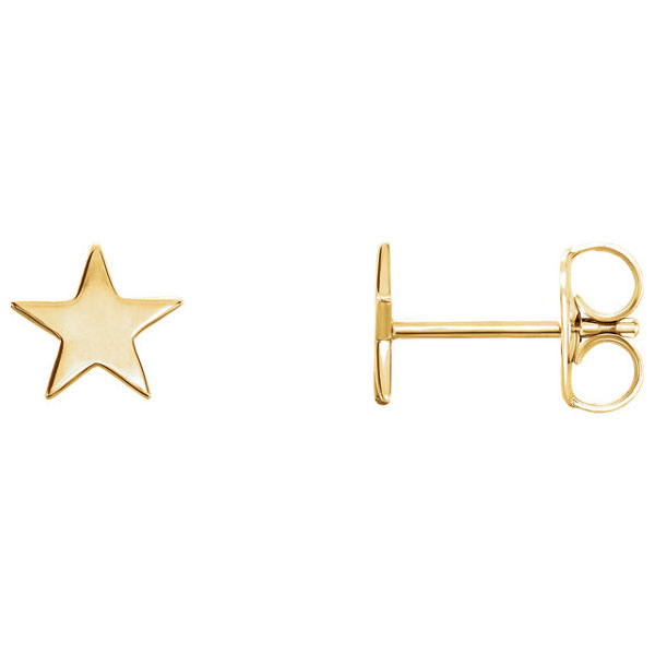 Star Stud Earrings, 14K Gold