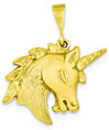 Unicorn Head Pendant, 14K Gold