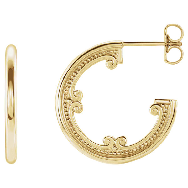 14K Gold Vintage Inspired Hoop Earrings
