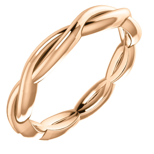14K Rose Gold Braided Infinity Wedding Band Ring