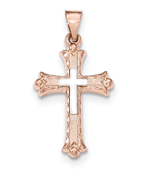 14K Rose Gold Cross Within A Cross Pendant