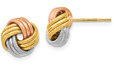 14K Tri-Color Gold Textured Love-Knot Earrings