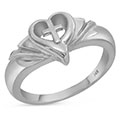 Sterling Silver Cross Heart Swirl Ring for Women