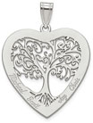 14K White Gold Engravable Family Tree Heart Necklace