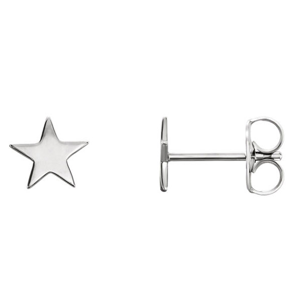 14K White Gold Star Stud Earrings