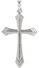 14K White Gold Two-Edged Sword Cross Necklace for Women