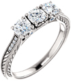 3/4 Carat Three Stone Diamond Fluerie Engagement Ring