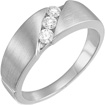 3-Stone 1/5 Carat Diamond Wedding Band Ring for Women, 14K White Gold