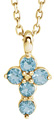 14K Gold 5-Stone Aquamarine Cross Necklace