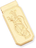 Gold Plated Golf Bag Hinged Money Clip