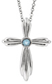 Bezel-Set Aquamarine Cross Necklace, 14K White Gold