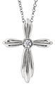 Sterling Silver Bezel Diamond Cross Necklace