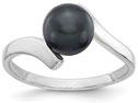 Black Freshwater Cultured Pearl Ring in 14K White Gold