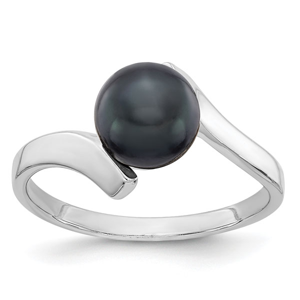 Black Freshwater Cultured Pearl Ring in 14K White Gold