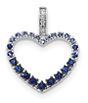 Blue Sapphire and White Diamond Heart Necklace