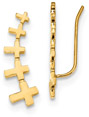 Graduating Cross Bar Earrings in 14K Yellow Gold