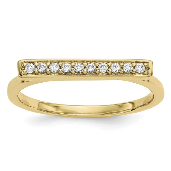14K Gold Diamond Bar Ring