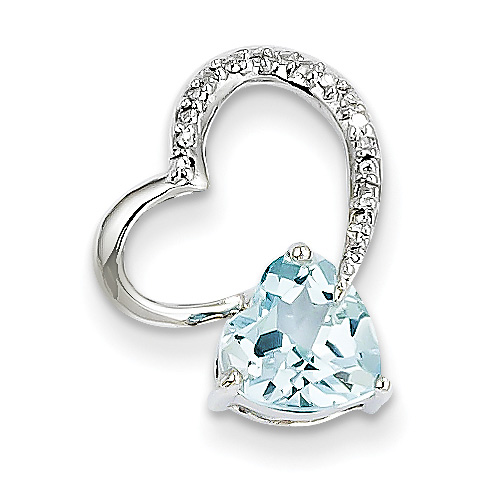 1 Carat Heart-Shaped Topaz Diamond Heart Necklace. 2 accent diamonds, weighing 0.006 carats.