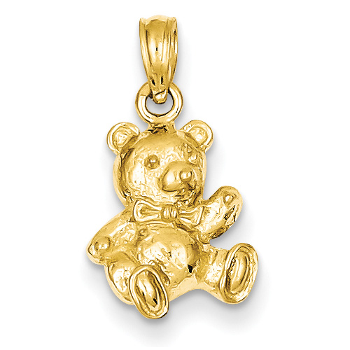 Medium Teddy Bear Pendant, 14K Gold