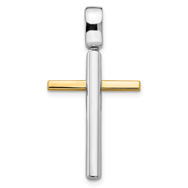 Men's Italian 14k Two-
Tone Gold Polished Plain Cross Pendant
