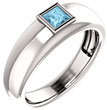 Men's Princess-Cut Aquamarine Ring in 14K White Gold