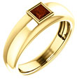 Men's Princess-Cut Garnet Ring, 14K Gold