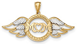 Mom with Angel Wings Pendant, 14K Gold