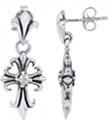 Orthodox Cross Earrings with CZ in Sterling Silver