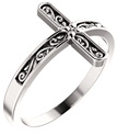 Paisley-Cut Cross Ring for Women in 14K White Gold