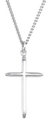 Polished Angled Cross Necklace, Sterling Silver