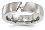 Tension-Set Brushed Titanium Diamond Wedding Band Ring for Men