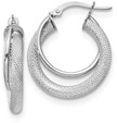 Textured and Polished Hoop Earrings in 14K White Gold