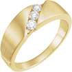 Women's 3-Stone 1/5 Carat Diamond Wedding Band Ring, 14K Gold