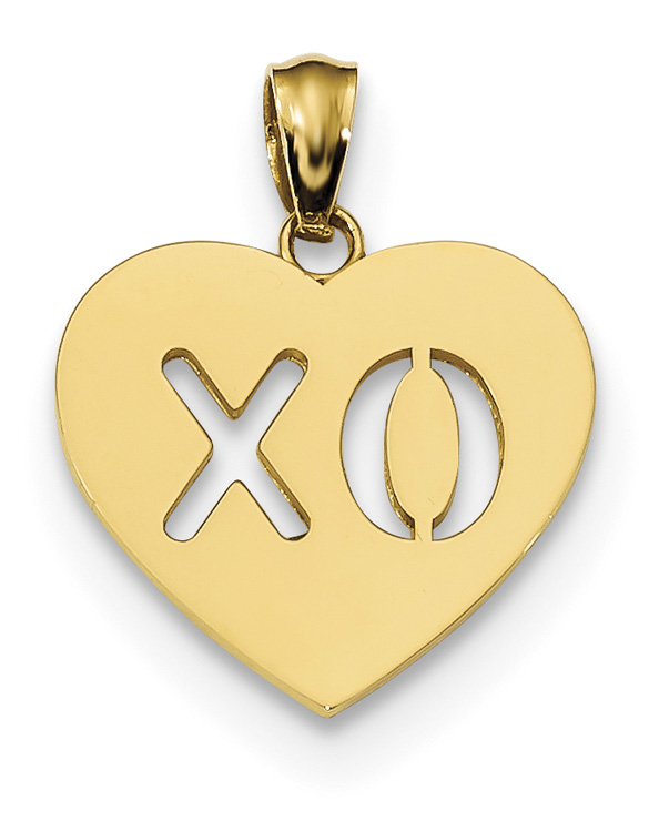 X O Heart Charm Pendant, 14K Gold